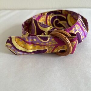 Laurie Weber Womens Ribbon Belt Sz S M Mod Hippie Festival Retro Resort Purple